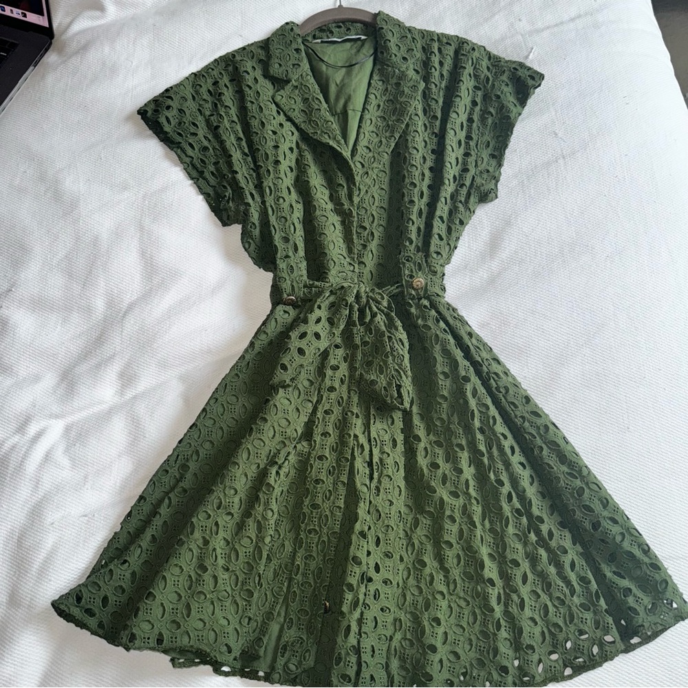 ZARA Eyelet Shirt Dress